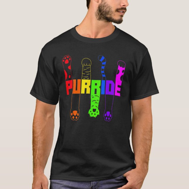 Kitten Purride Cat Paw LGBT Awareness Pride Month  T Shirt (Framsida)
