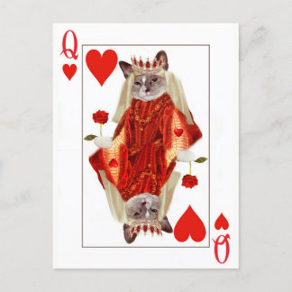 Kitten Queen of Hearts Postcard Vykort