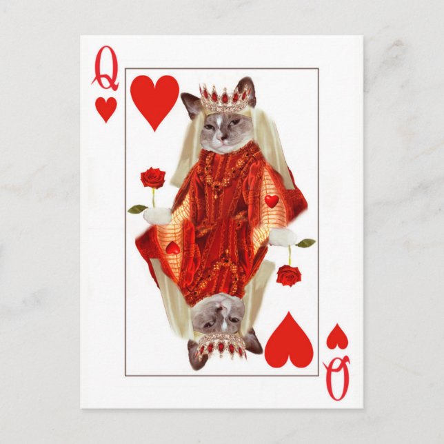Kitten Queen of Hearts Postcard Vykort (Framsida)