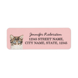 Kitten Returetiketters - Rosa Girly Cat Returadress Etikett