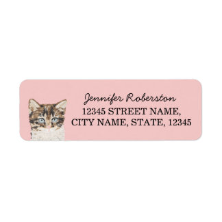 Kitten Returetiketters - Rosa Girly Cat Returadress Etikett