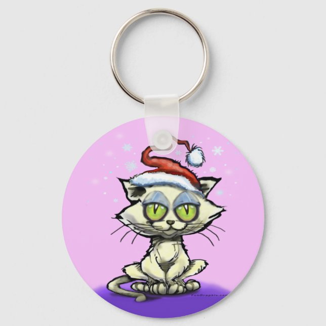 Kitten Santa Hat Nyckelring (Framsida)
