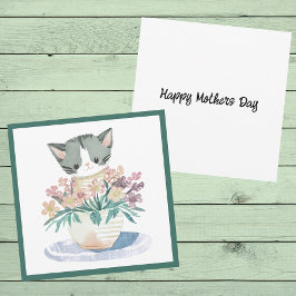 Kitten Sitta i en del blommor Mors dag Kort