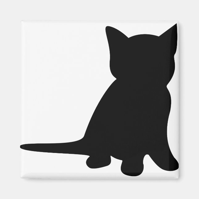 Kitten Sitta Silhouette Cat Black White Magnet (Framsidan)