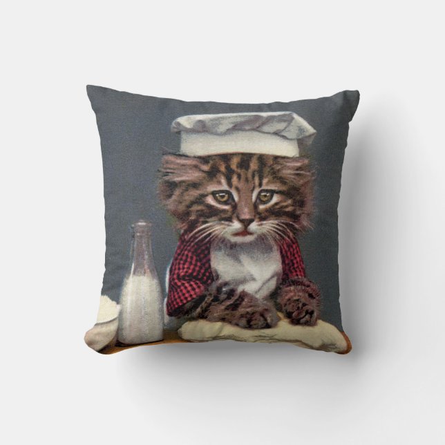 Kitten Skapar Bread, okänd artist Kudde (Framsida)