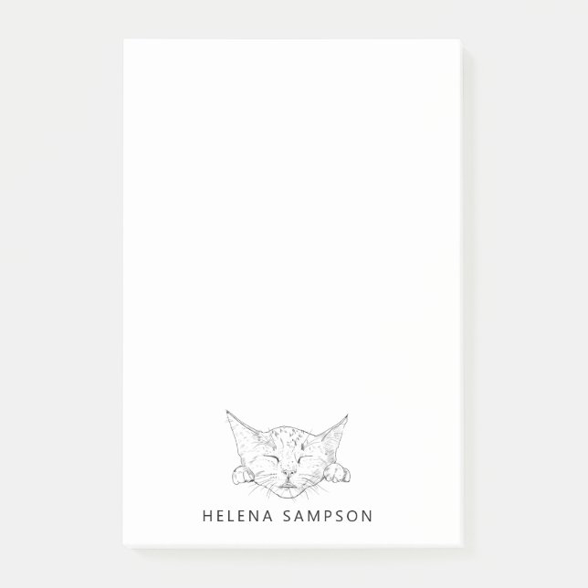 Kitten Sleeping Funny Cats Sketch Personlig Post-it Block (Framsida)