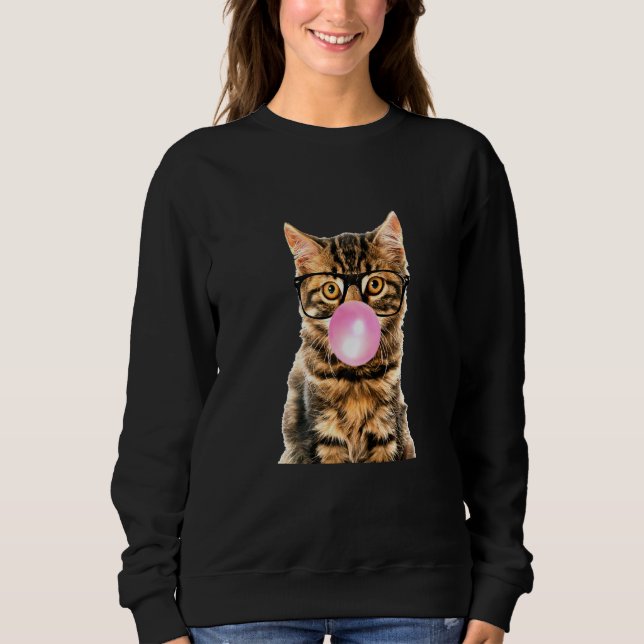 Kitten som blåser gummipropp i Kattunge med glas T Shirt (Framsida)