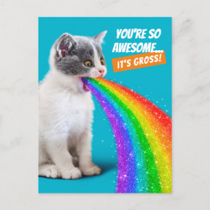Kitten Spits Up Rainbow Inbjudan Vykort