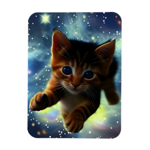 Kitten springer i rymden magnet
