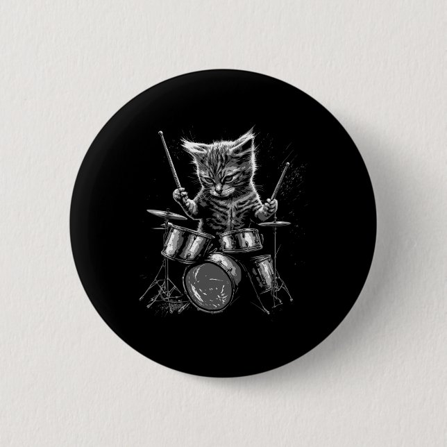 Kitten Sten Band Drummer Cat Speldrums Knapp (Framsida)