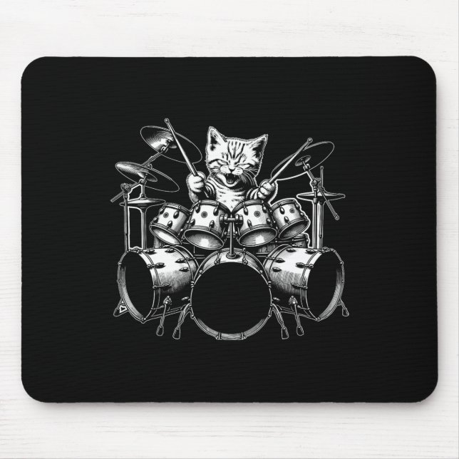 Kitten Sten Band Funny Kattunge Drummer Cat Spela  Musmatta (Framsidan)