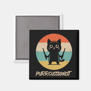 Kitten Sten Band Funny Percussionist Cat Spela Magnet