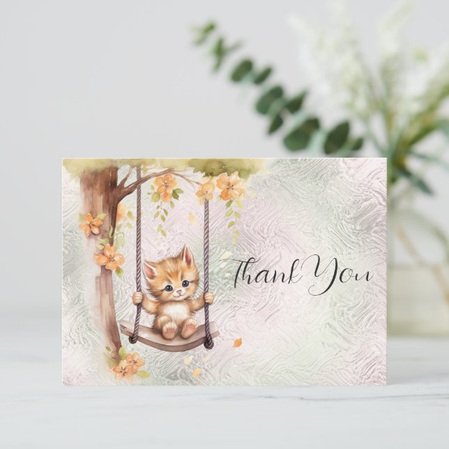 Kitten Swing Tack You Card (Stående Fram)
