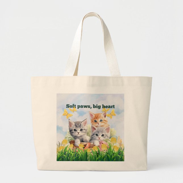 Kitten Theme Jumbo Tote Bag Jumbo Tygkasse (Framsidan)