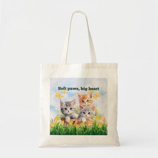 Kitten Theme Small Tote Bag Tygkasse (Framsidan)