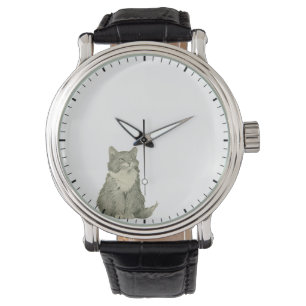 Kitten Tittar vid Clock Händer - Cat Clock Armbandsur