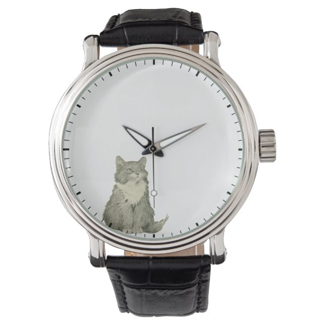 Kitten Tittar vid Clock Händer - Cat Clock Armbandsur (Framsida)