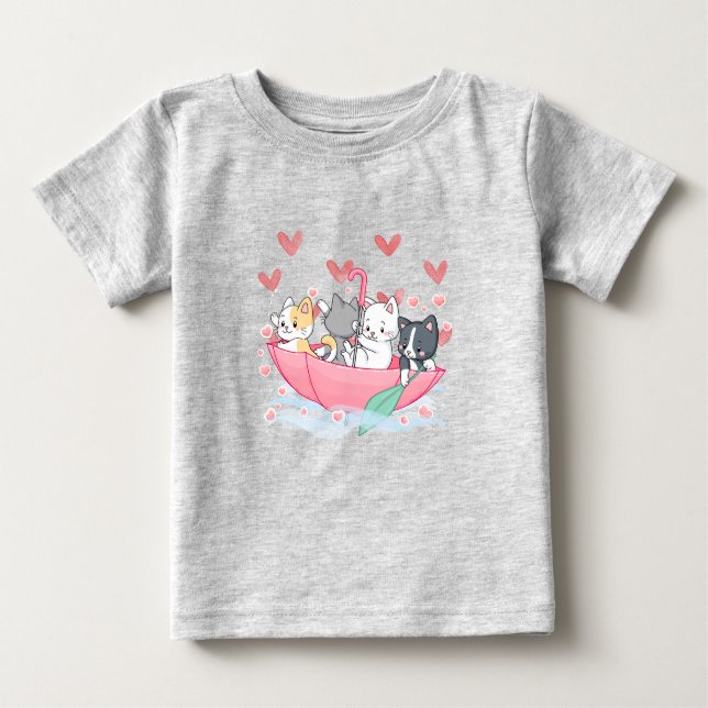 Kitten Umbrella T Shirt (Framsida)
