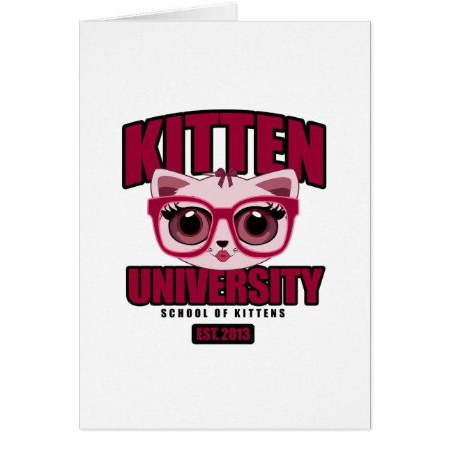 Kitten Universiteten - Rosa Hälsningskort (Framsidan)