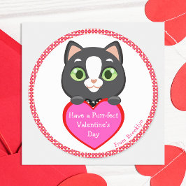 Kitten Valentindagen Runt Klistermärke