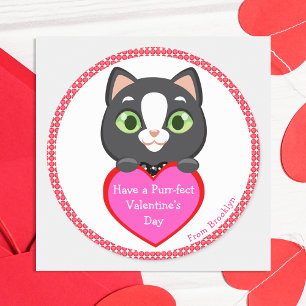 Kitten Valentindagen Runt Klistermärke