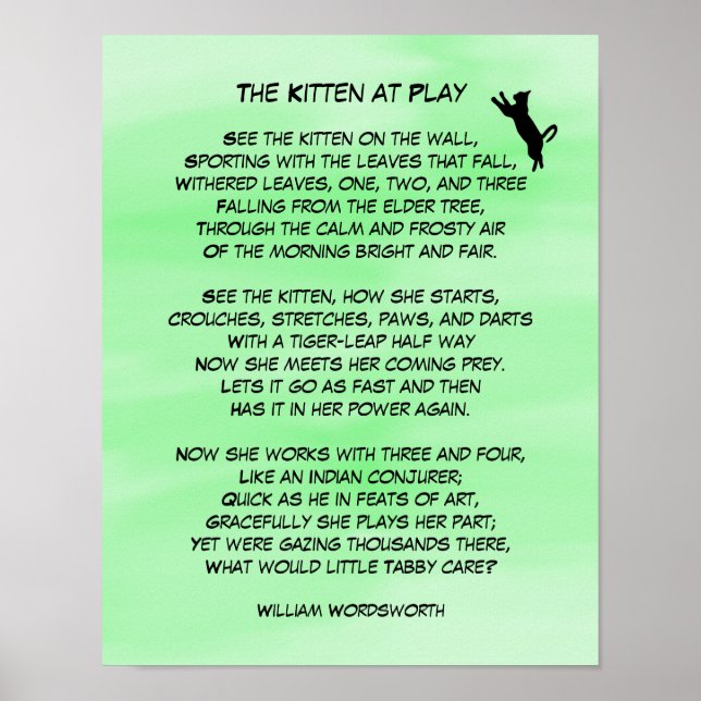 Kitten vid Play Cute Dikt Poster (Framsidan)