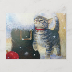 Kitten vid Santa's Boot Helg Vykort