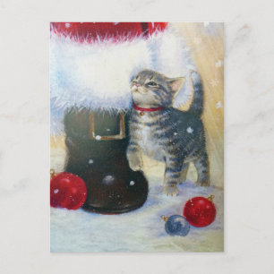 Kitten vid Santa's Boot Helg Vykort