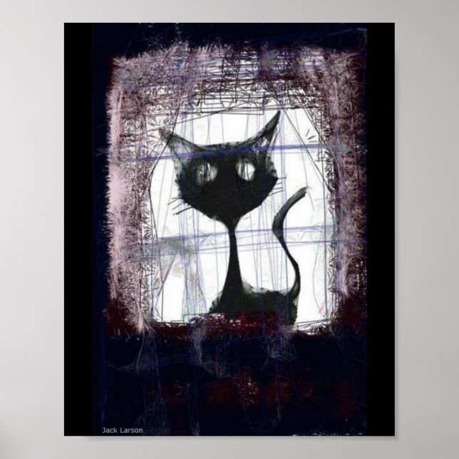 Kitten Watching Rain from Window ..art poster (Framsidan)