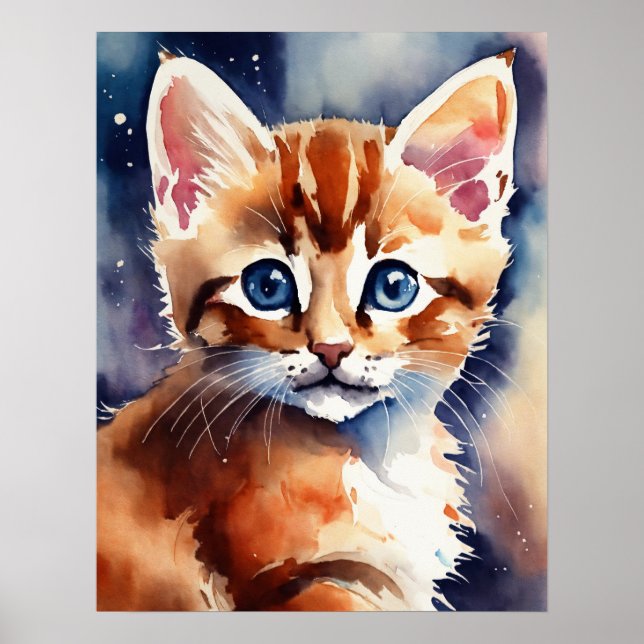 Kitten Watercolor Wall Poster (Framsidan)