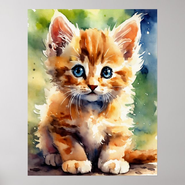 Kitten Watercolor Wall Poster (Framsidan)