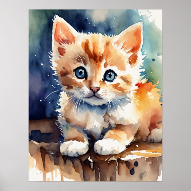Kitten Watercolor Wall Poster (Framsidan)