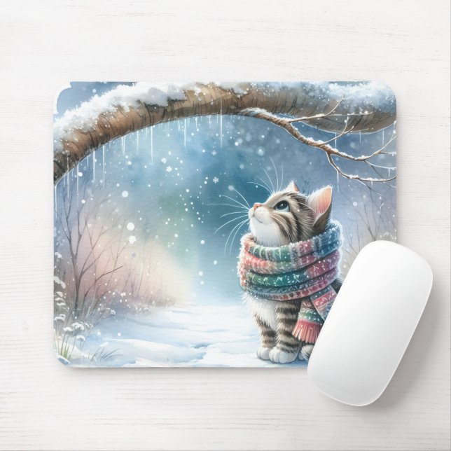 Kitten Wearing a Winter Scarf Musmatta (Med mus)