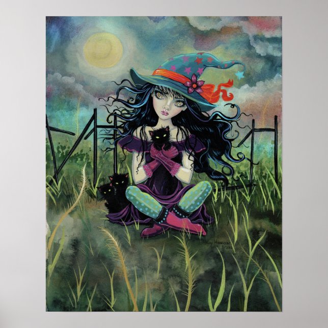 Kitten Witch Fantasy Art by Molly Harrison Poster (Framsidan)