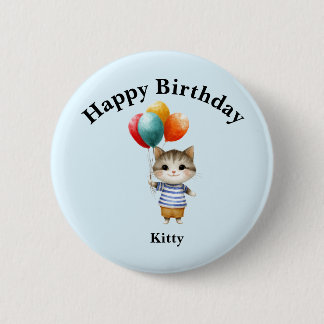 Kitten with Birthday Balloons | Cute Party Celebra Knapp
