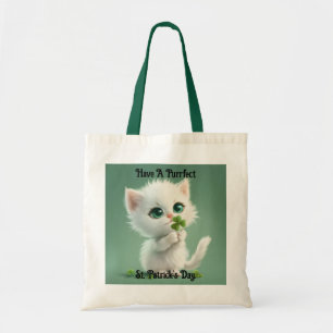 Kitten With Shamrock Tote Bag Tygkasse