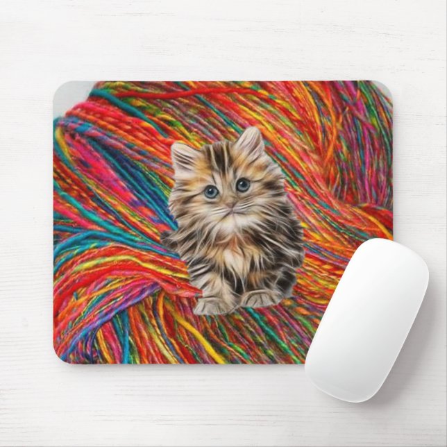 Kitten Yarn Mouse Pad! Muspets Musmatta (Med mus)