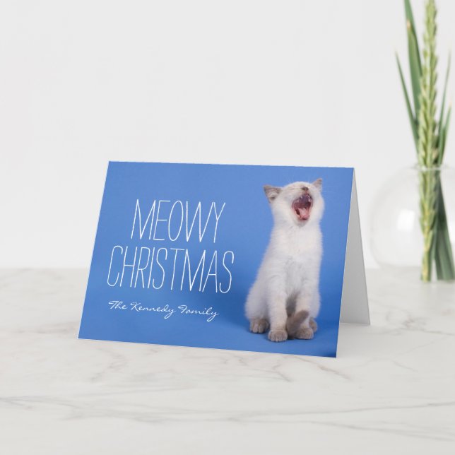 Kitten yawning helgkort (Framsida)