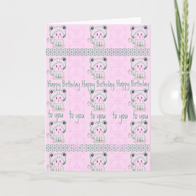 Kittenfrog födelsedagskort kort (Framsida)