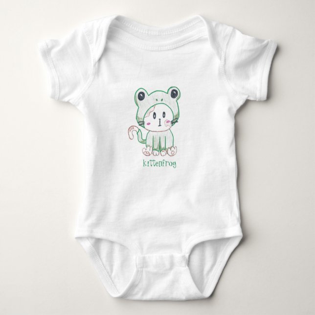Kittenfrog romper för bebis/småbarn tee (Framsida)