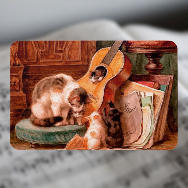 Kittens and Guitar - Musician Vintage Magnet (Skapare uppladdad)