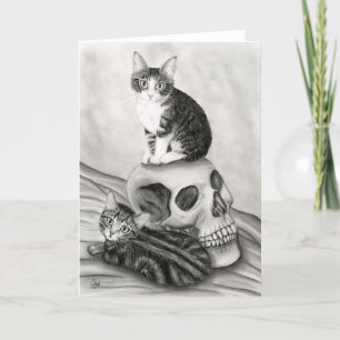 Kittens Cat Skull Gothic Goth Fantasy Art Kort