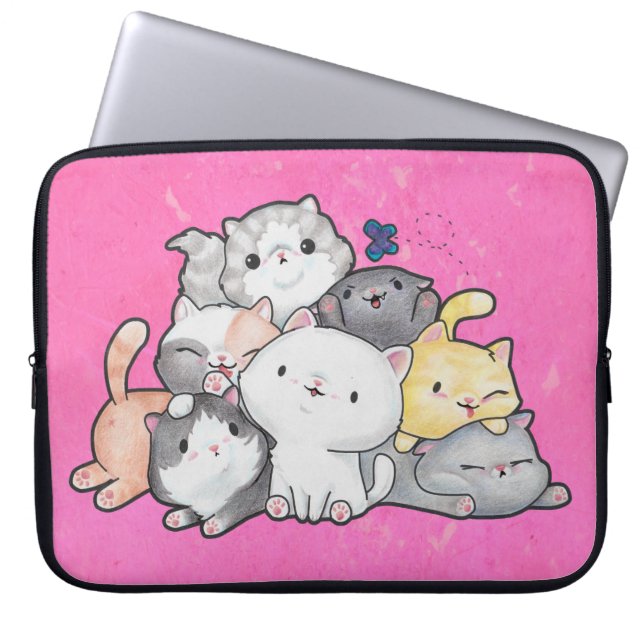 Kittens cirkel laptop sleeve (Framsidan)