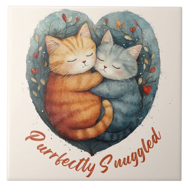 Kittens Cuddling Artwork Kakelplatta (Framsidan)