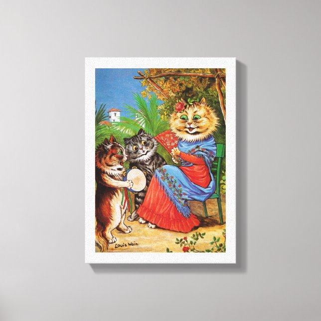 Kittens & Dam, Louis Wain Canvastryck (Framsida)