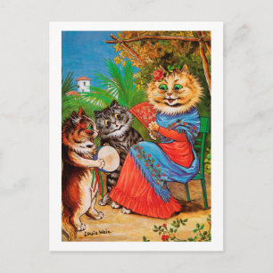 Kittens & Dam, Louis Wain Vykort