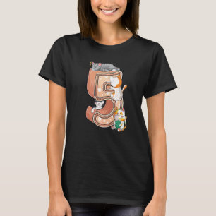 Kittens Femte 5-års Födelsedagsfirande Fem 5 År Ga T Shirt