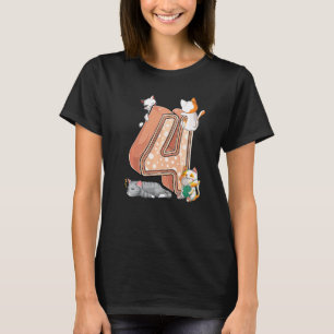 Kittens Fjärde 4-års Födelsedagsfirande Fyra 4 År  T Shirt