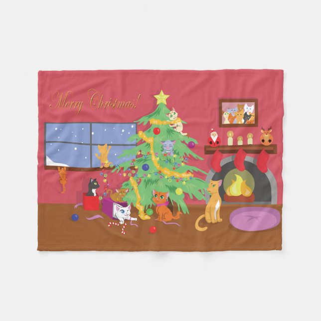 Kittens första jul fleecefilt (Framsidan (Horisontell))