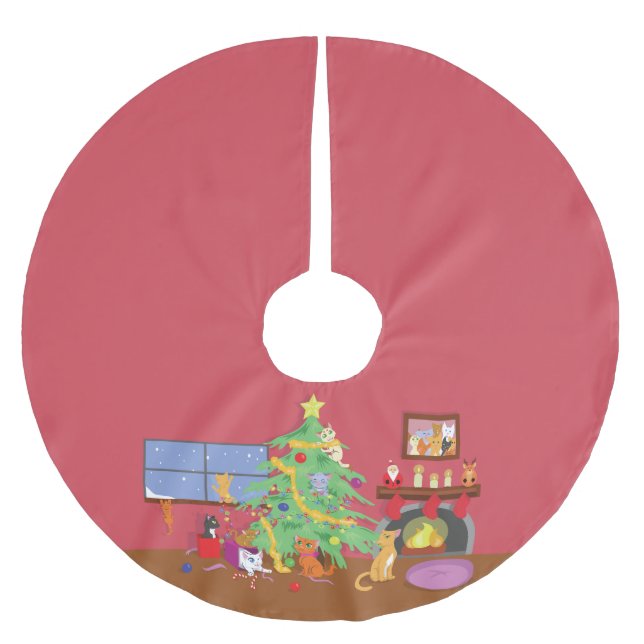 Kittens första jul julgransmatta borstad polyester (Framsidan)